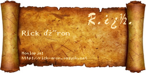 Rick Áron névjegykártya